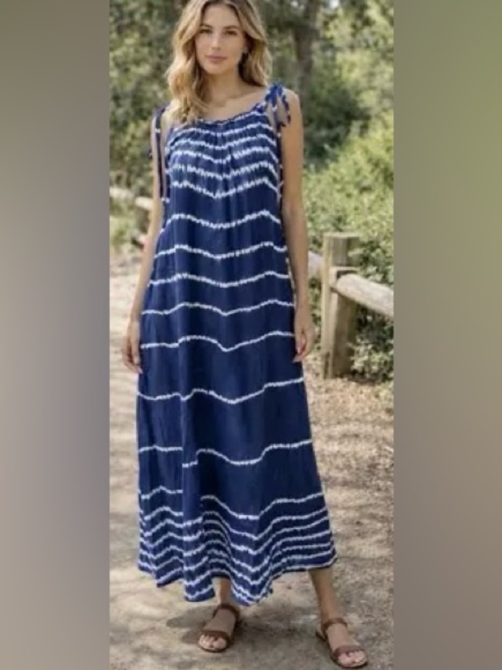 NWT Ex Voto Iris Maxi Sundress Blue Tie Dye XS/S